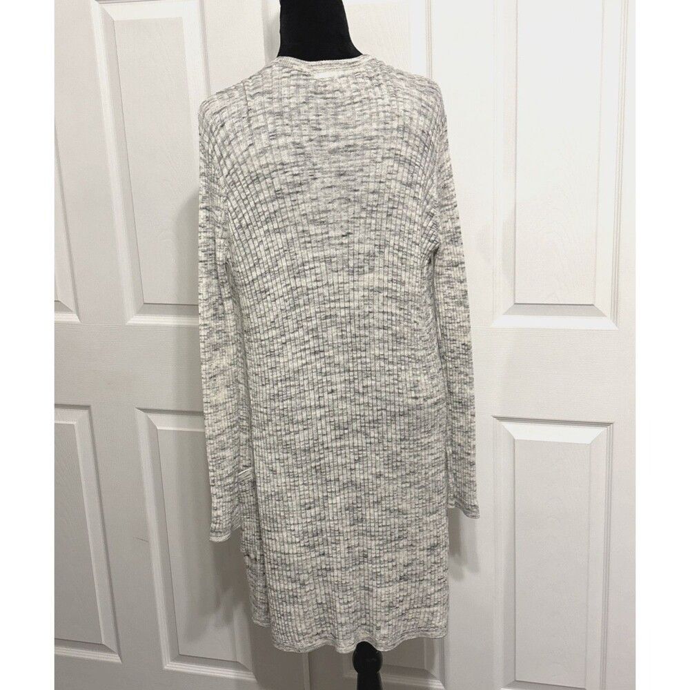 Women’s Garage Grey Navy Heather Open-Front Long Gray Knit Cardigan Sweater L - Picture 2 of 16